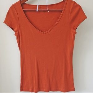 [LOFT] Orange V-Neck Short Sleeve Tee Shirt